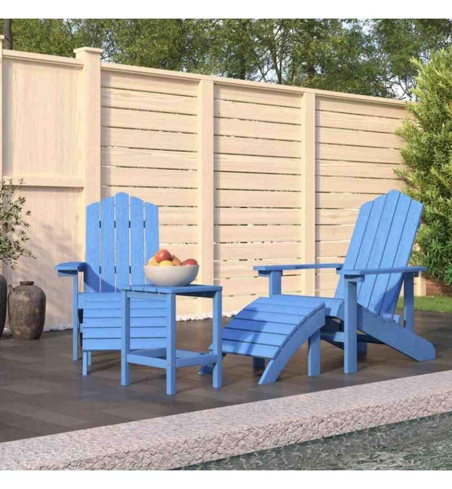 Adirondack-Gartenstühle mit Hocker & Tisch HDPE Aquamarin