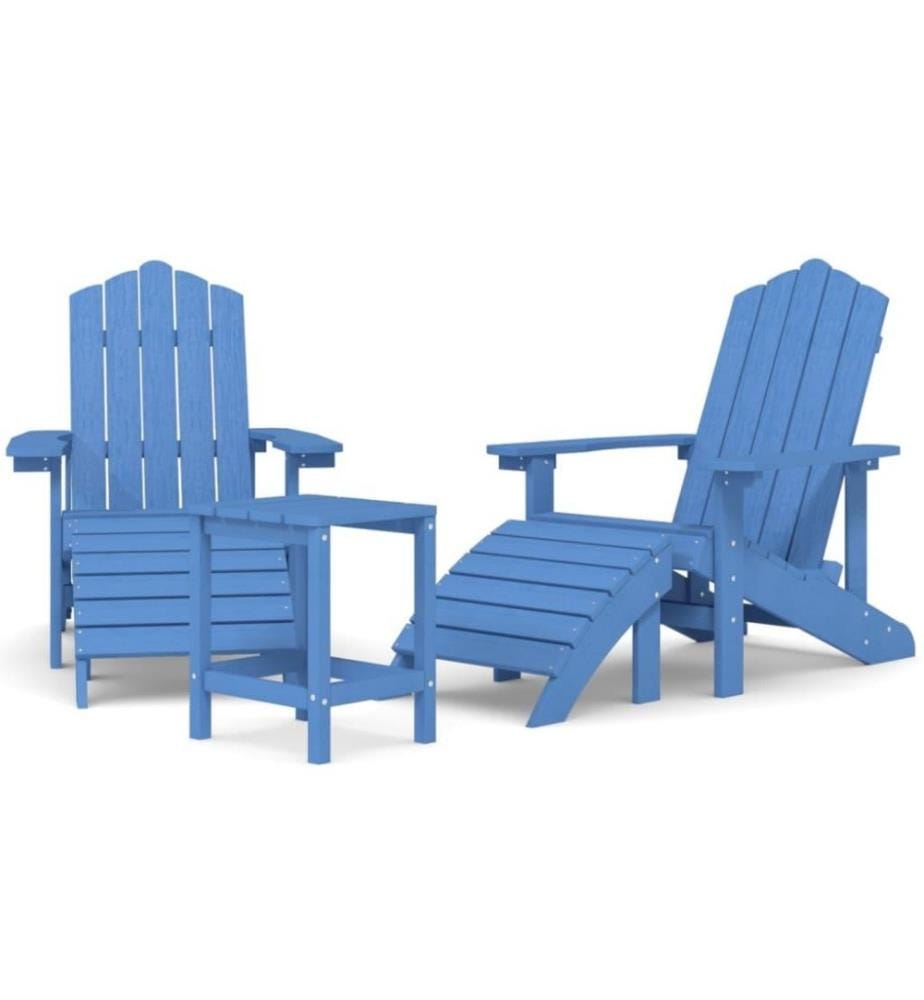 Adirondack-Gartenstühle mit Hocker & Tisch HDPE Aquamarin