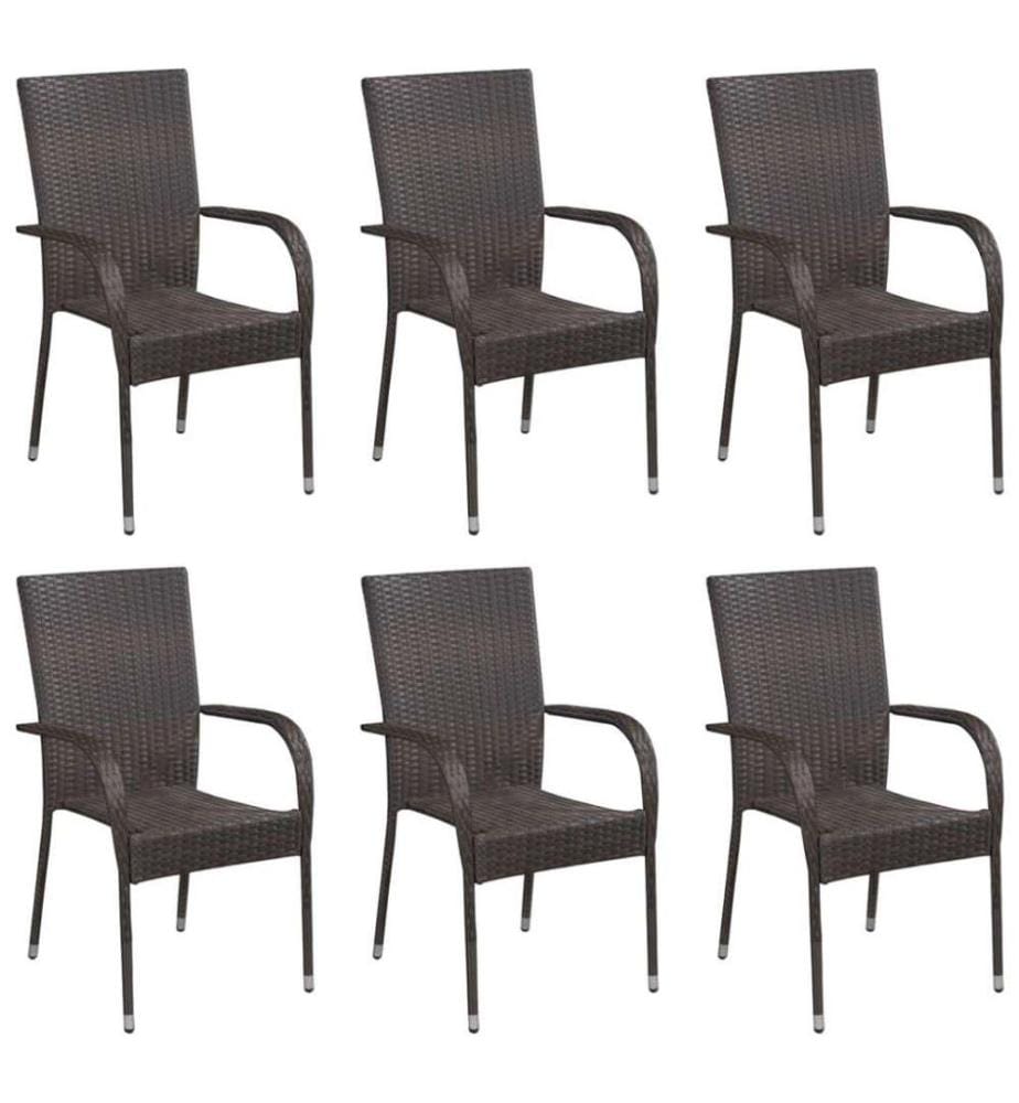 Stapelbare Gartenstühle 6 Stk. Poly Rattan Braun