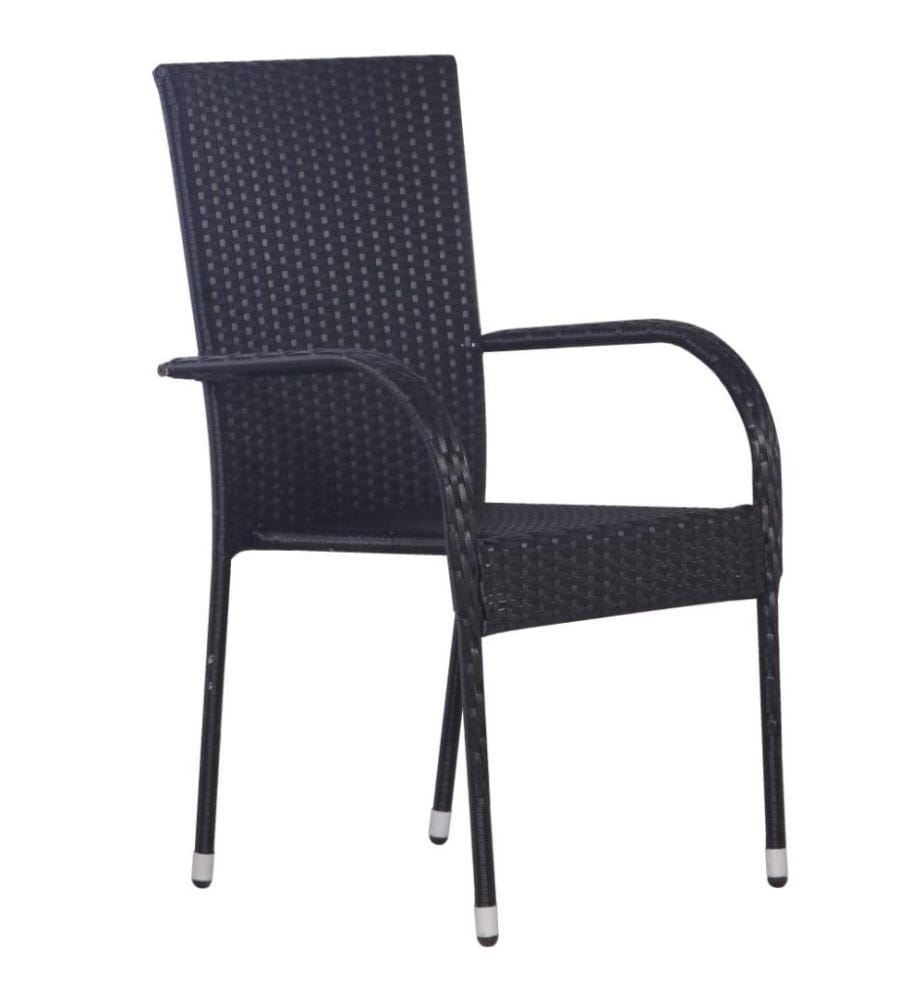 Stapelbare Gartenstühle 6 Stk. Poly Rattan Schwarz