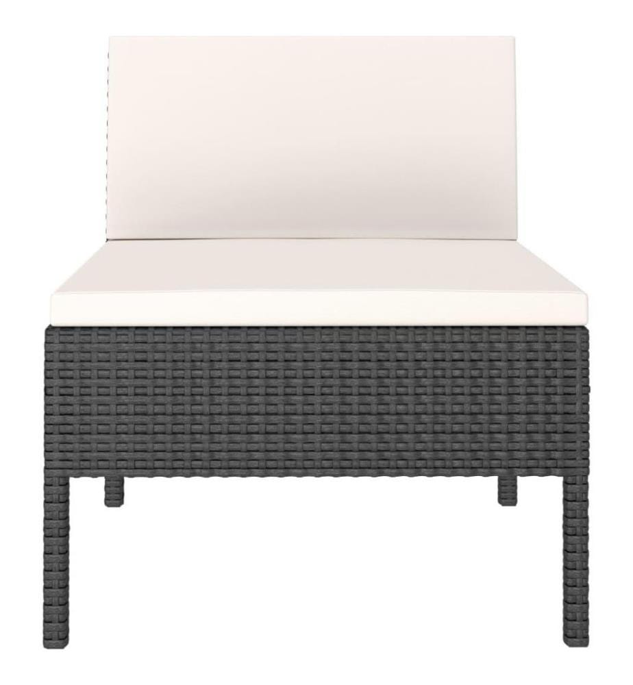 Gartenstühle 3 Stk. mit Auflagen Poly Rattan Schwarz