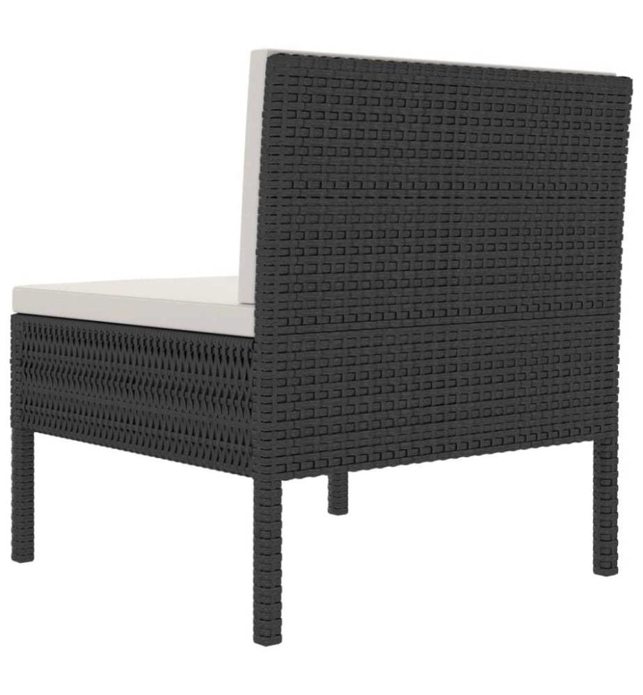 Gartenstühle 3 Stk. mit Auflagen Poly Rattan Schwarz