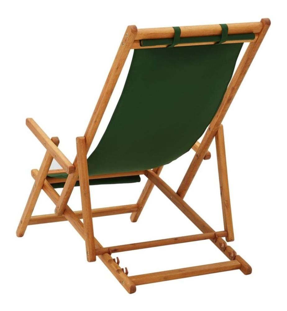 Chaise pliable de plage Bois d'eucalyptus solide et tissu Vert