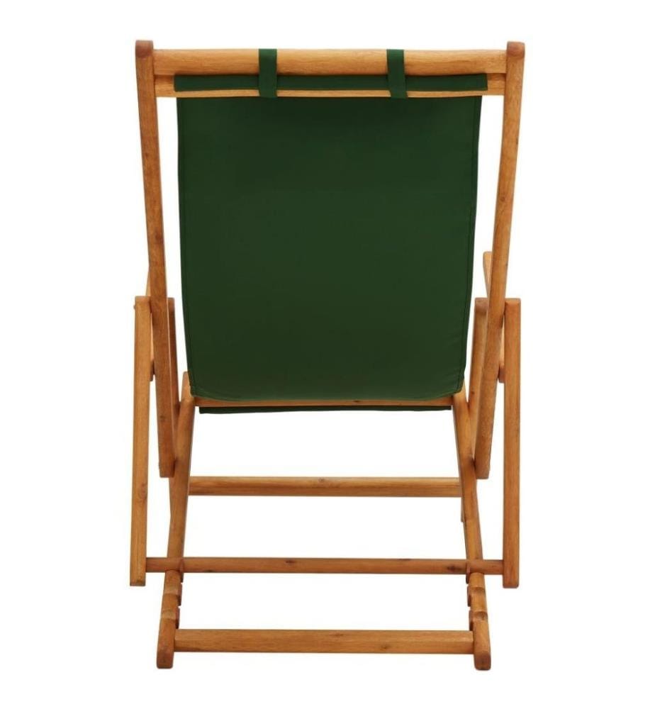 Chaise pliable de plage Bois d'eucalyptus solide et tissu Vert