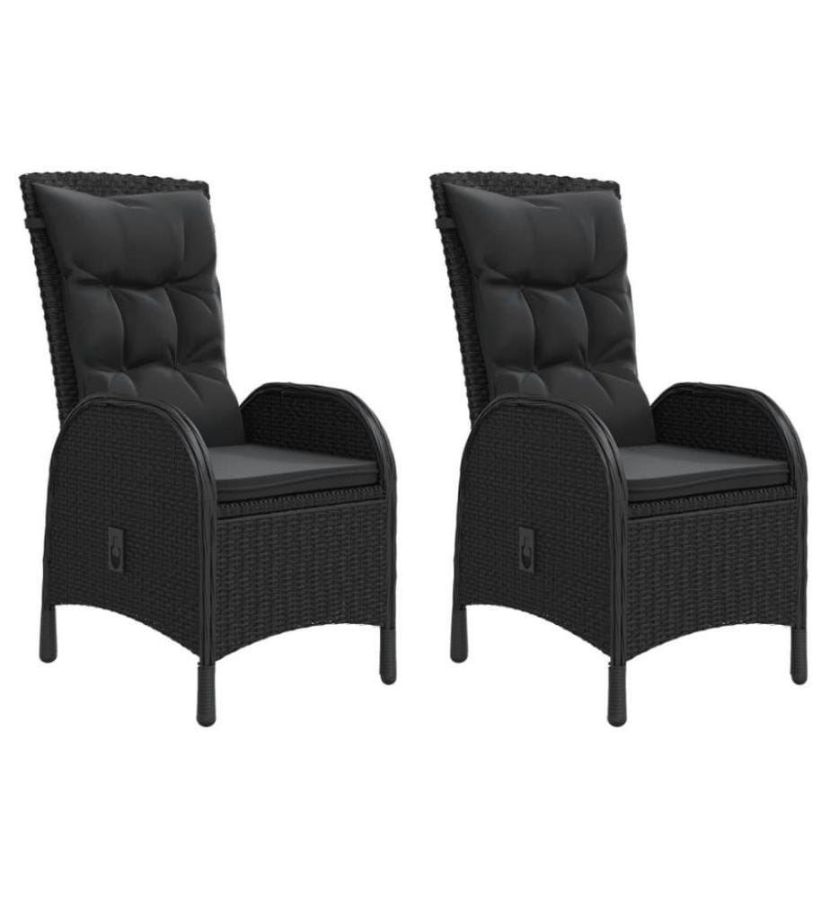 Gartenstühle 2 Stk. Poly Rattan Schwarz