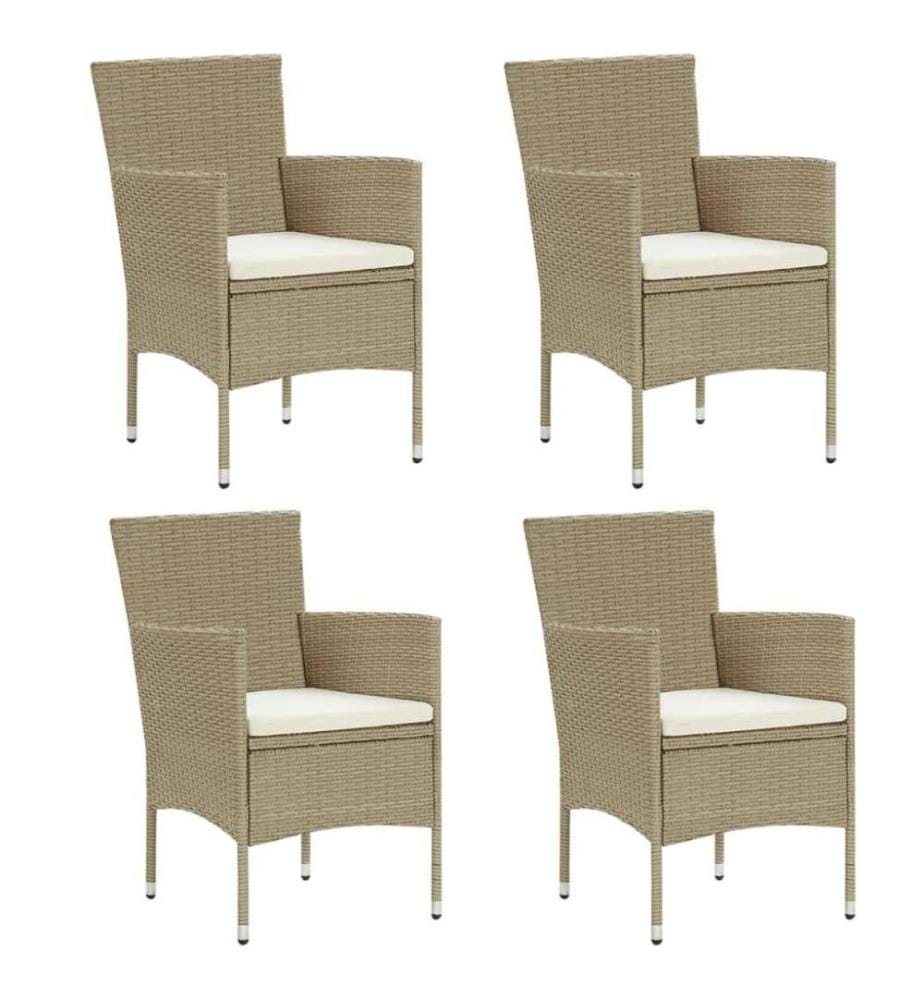 Garten-Essstühle 4 Stk. Poly Rattan Beige