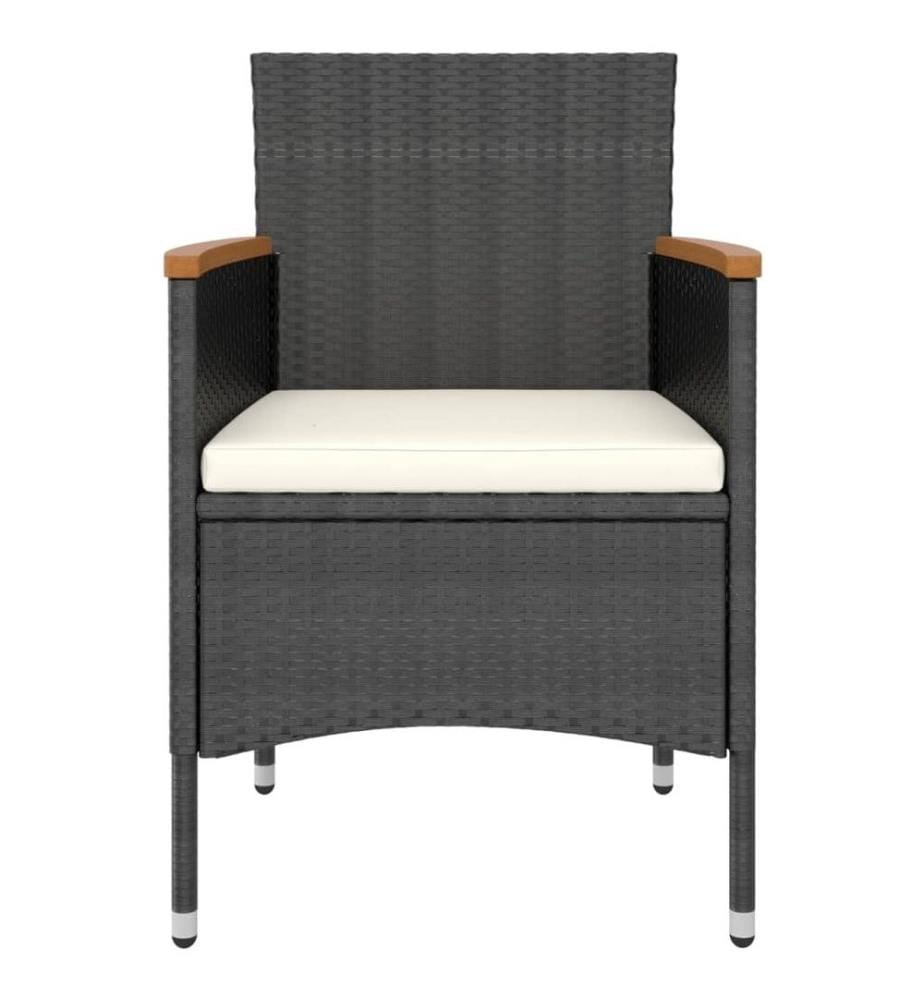 4-tlg. Gartenstuhl und Hocker Set Poly Rattan Schwarz
