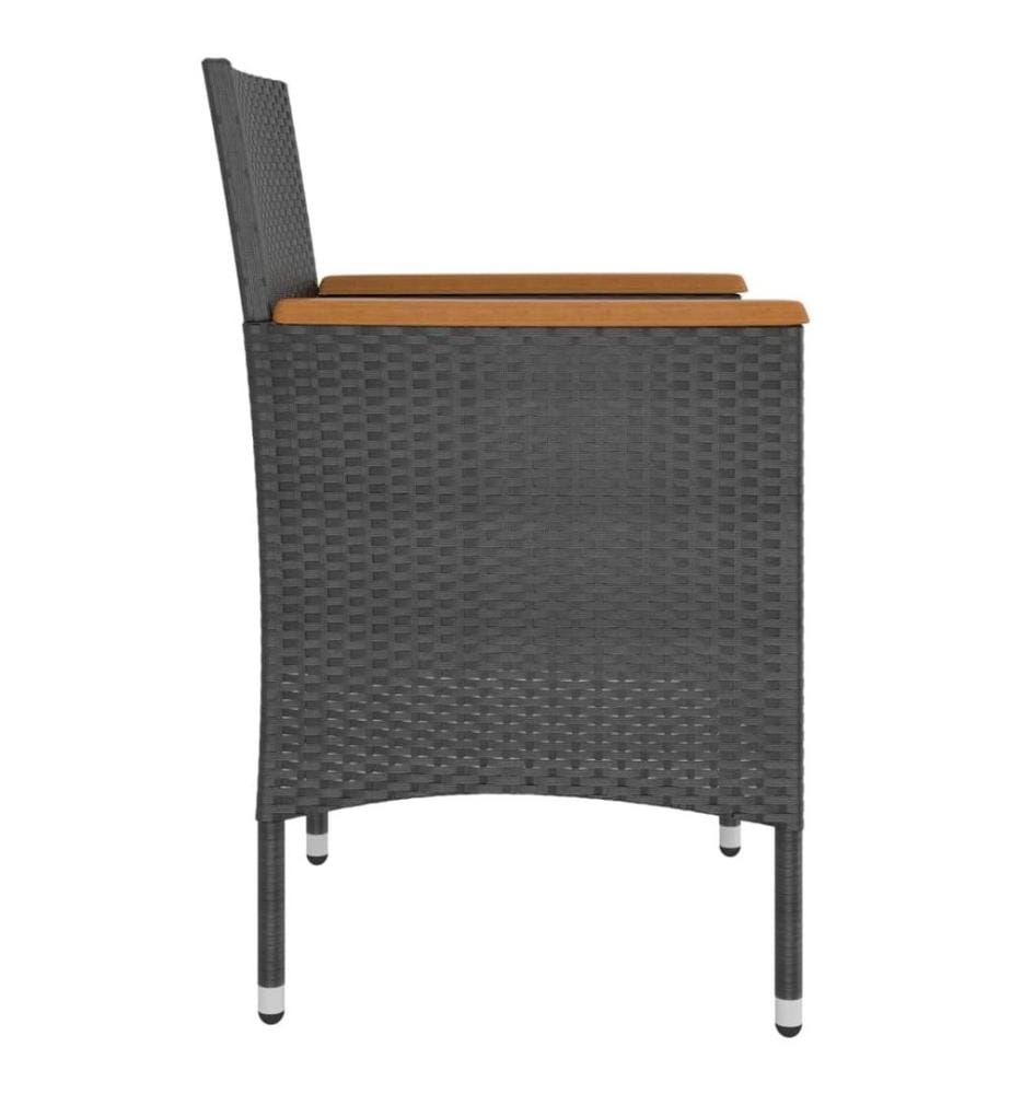 4-tlg. Gartenstuhl und Hocker Set Poly Rattan Schwarz