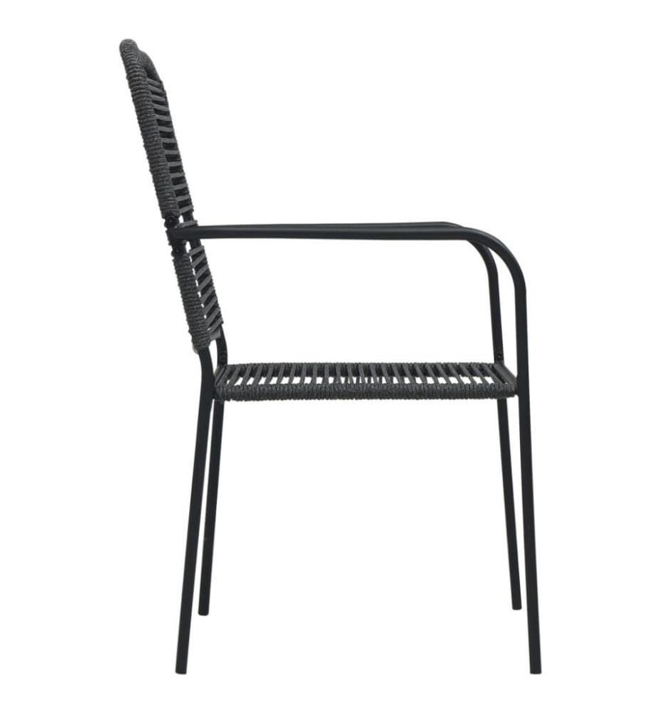 Chaises de jardin 4 pcs Corde en coton et acier Noir