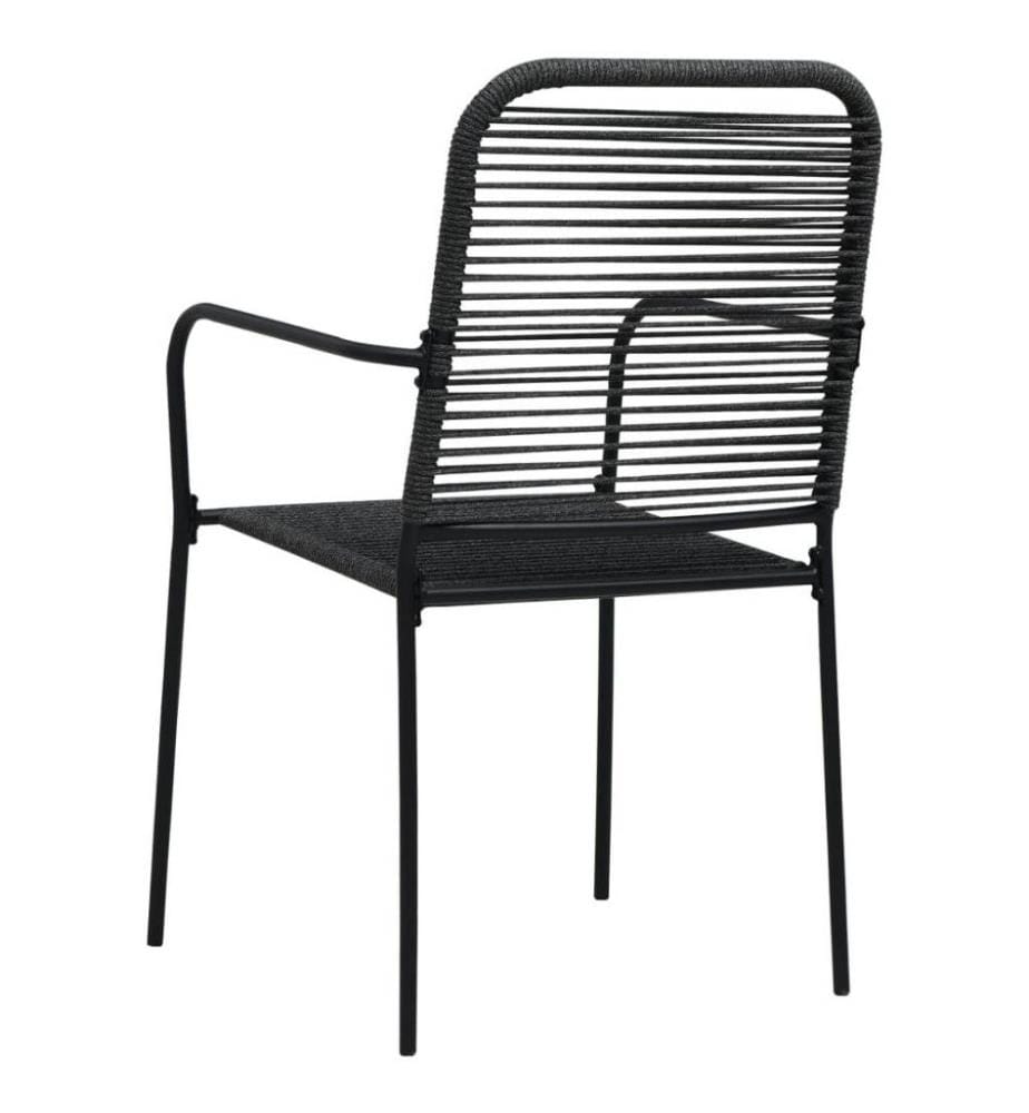 Chaises de jardin 4 pcs Corde en coton et acier Noir
