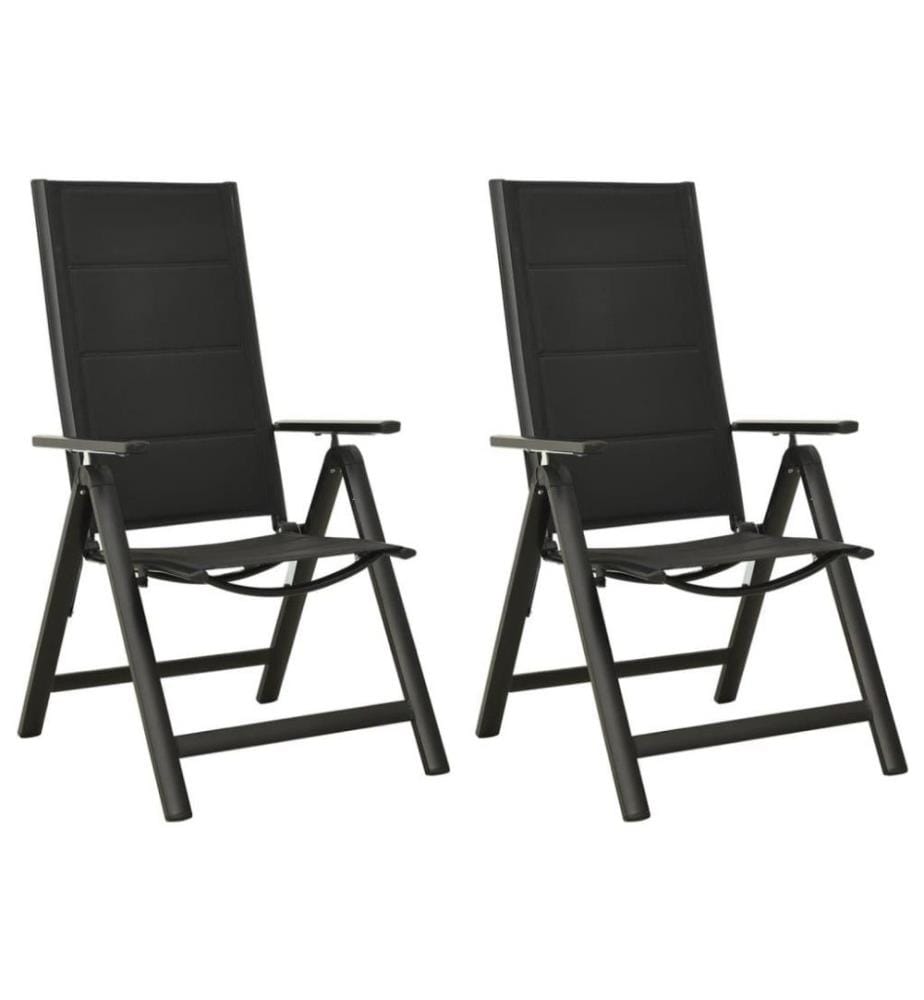 Klappbare Gartenstühle 2 Stk. Textilene und Aluminium Schwarz