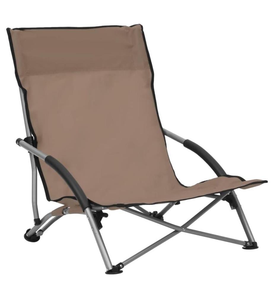 Chaises de plage pliables 2 pcs Taupe Tissu