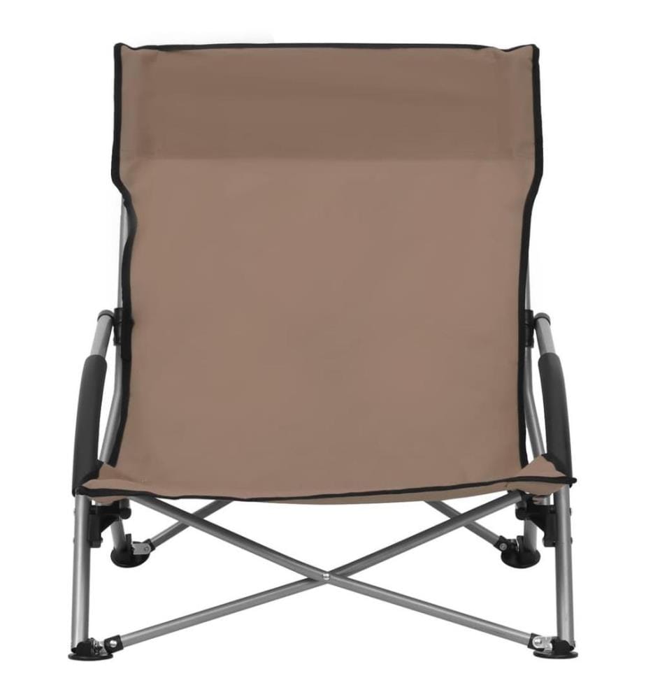 Chaises de plage pliables 2 pcs Taupe Tissu