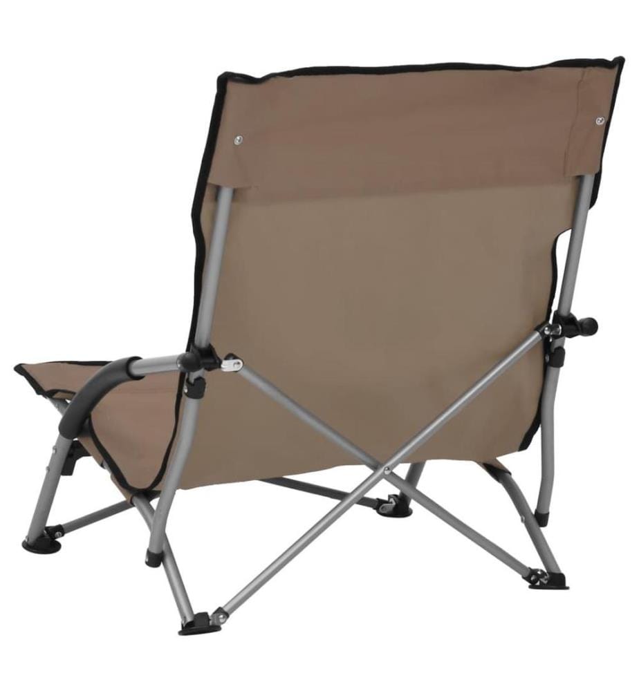 Chaises de plage pliables 2 pcs Taupe Tissu