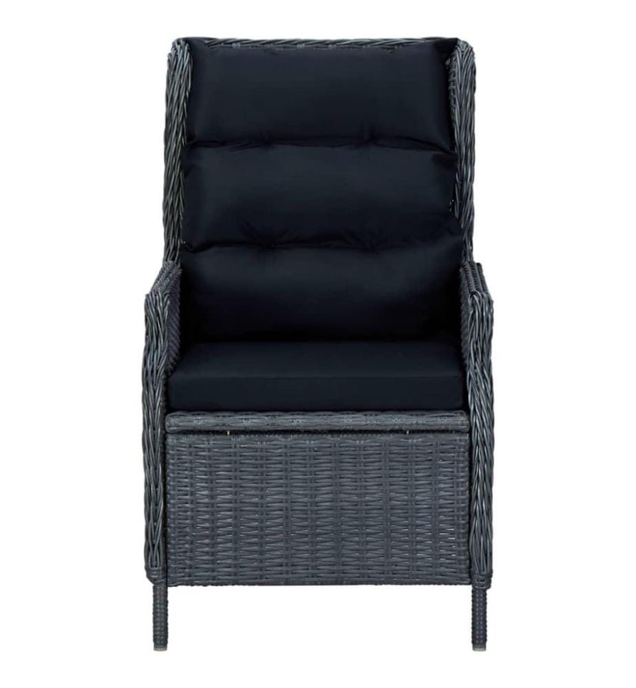 Verstellbarer Gartensessel mit Auflagen Poly Rattan Dunkelgrau