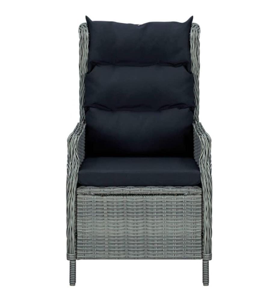 Verstellbarer Gartensessel mit Auflagen Poly Rattan Hellgrau