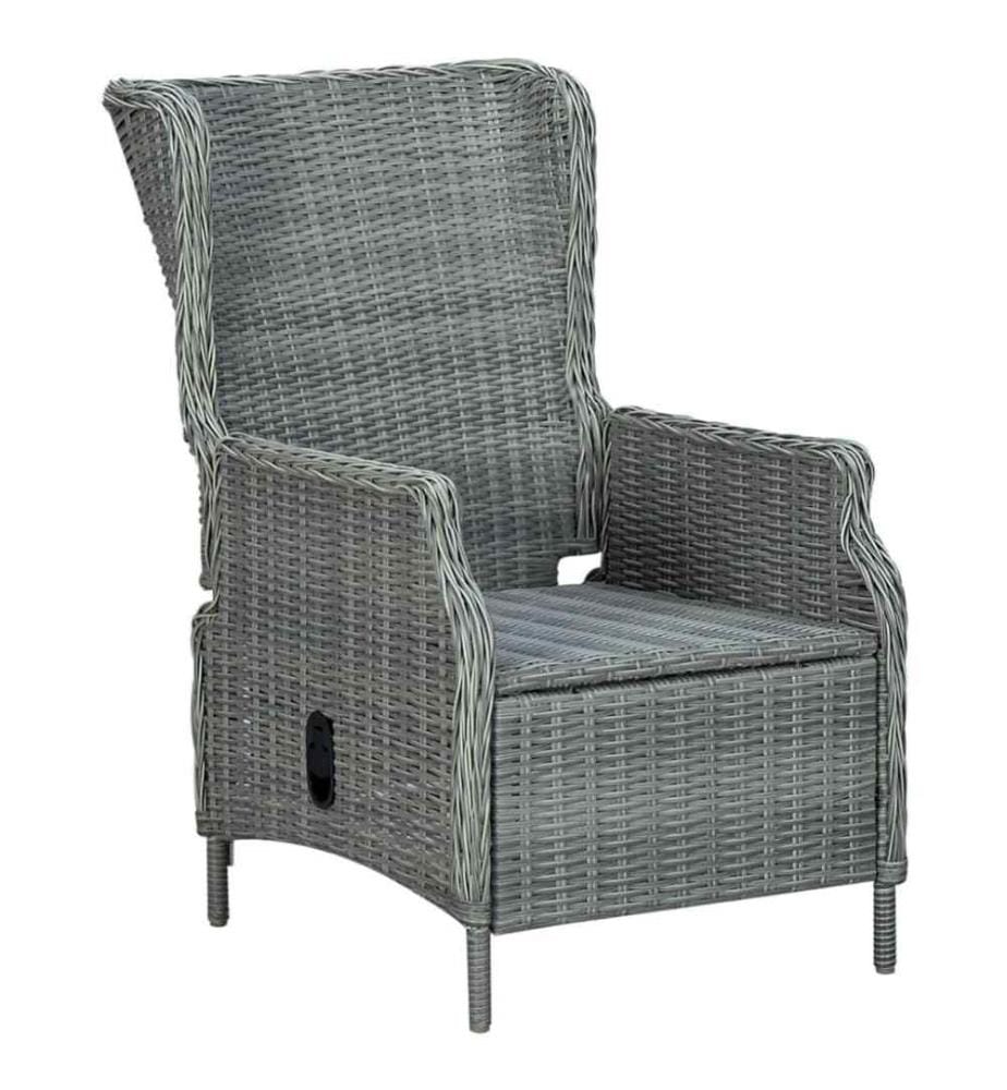 Verstellbarer Gartensessel mit Auflagen Poly Rattan Hellgrau