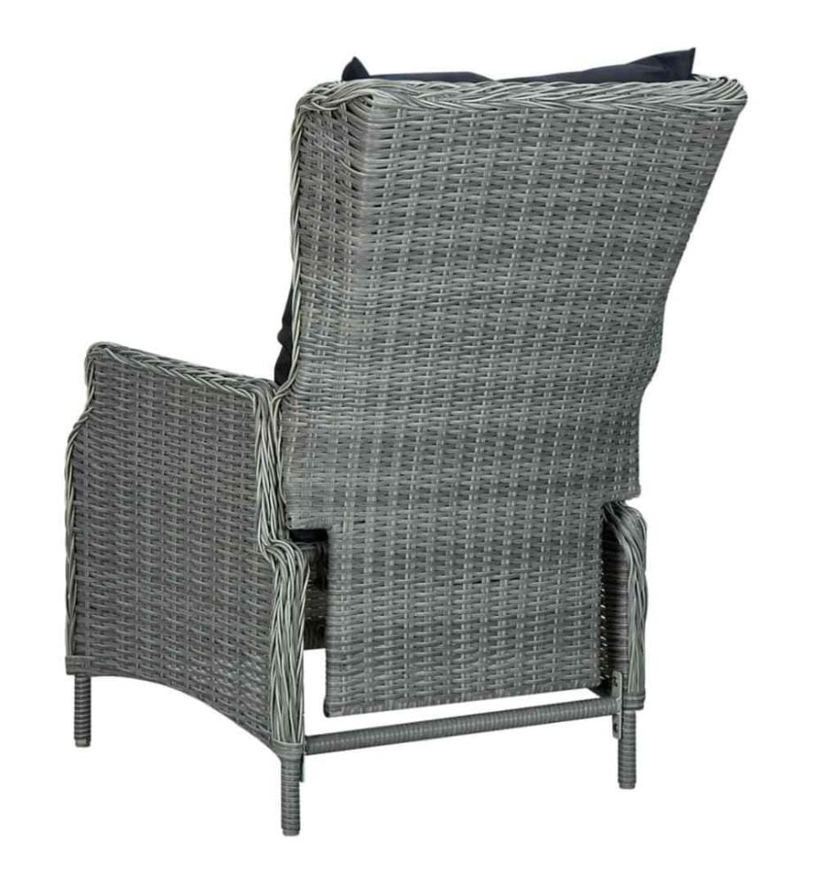 Verstellbarer Gartensessel mit Auflagen Poly Rattan Hellgrau