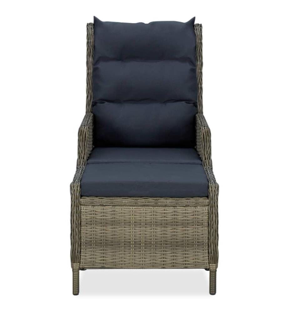 Verstellbarer Gartensessel mit Fusshocker Poly Rattan Braun