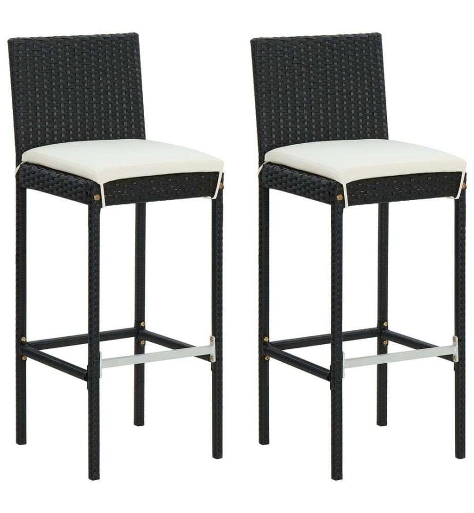 Tabourets de bar de jardin et coussins lot de 2 résine tressée