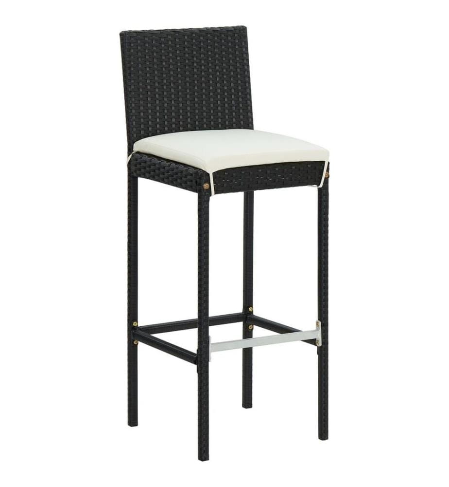 Tabourets de bar de jardin et coussins lot de 2 résine tressée