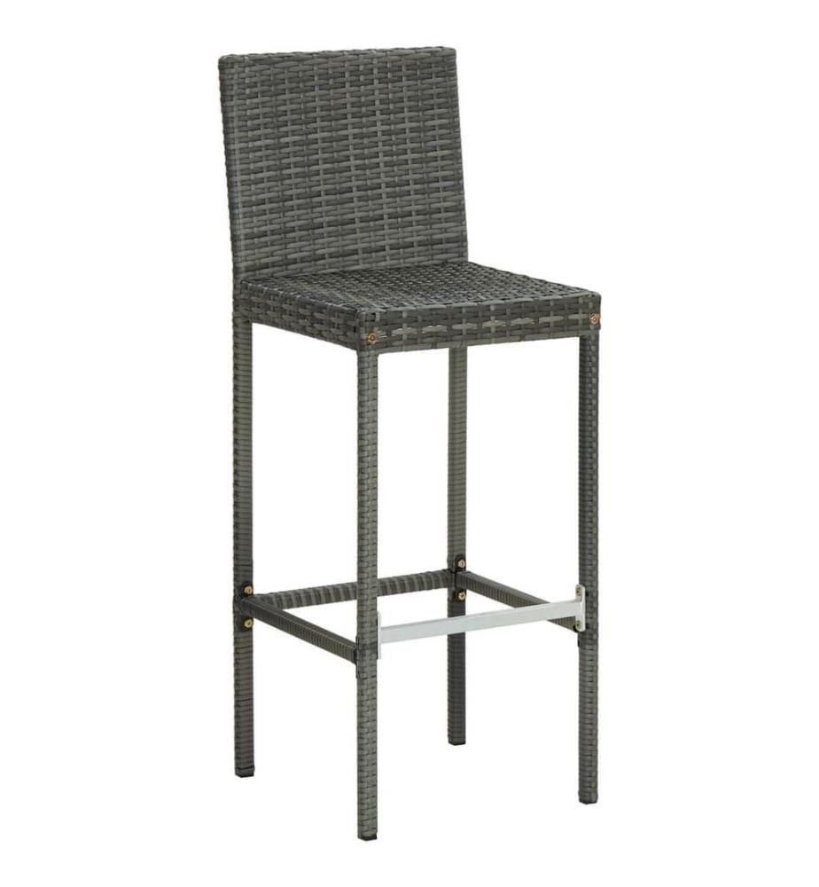Garten-Barhocker mit Kissen 4 Stk. Grau Poly Rattan