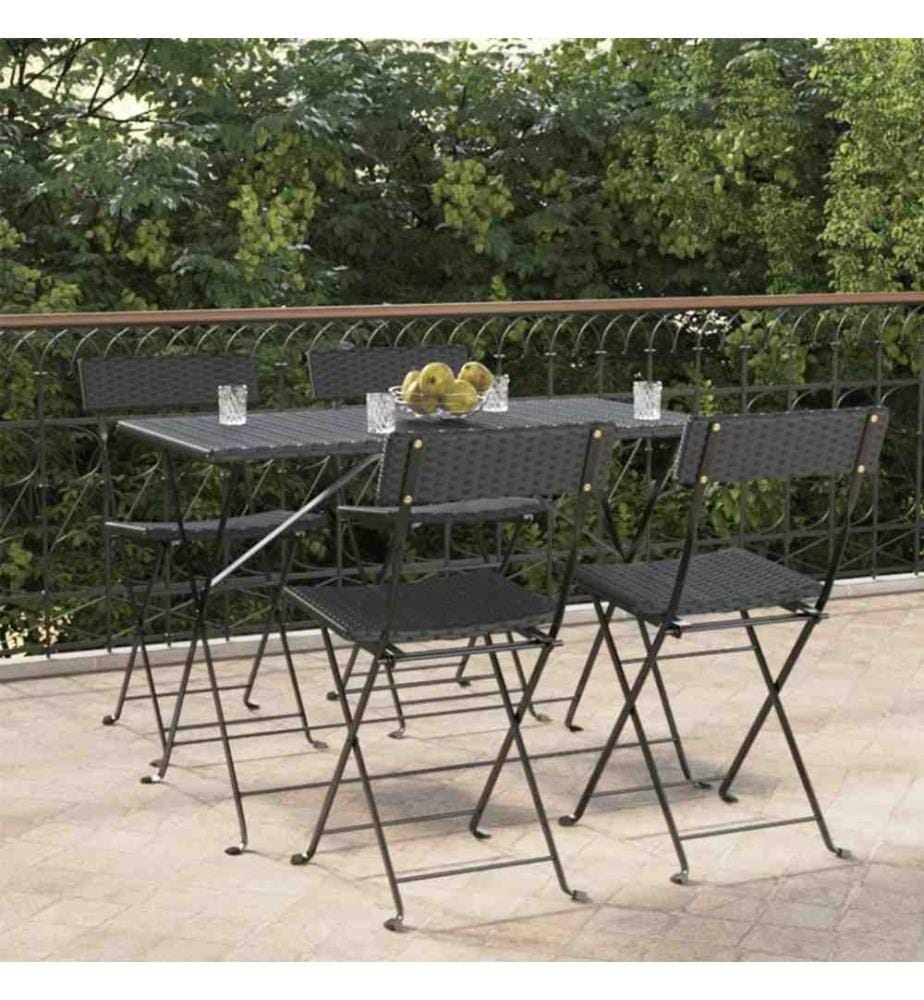 Chaises de bistrot pliantes 4 pcs Noir Résine tressée et acier