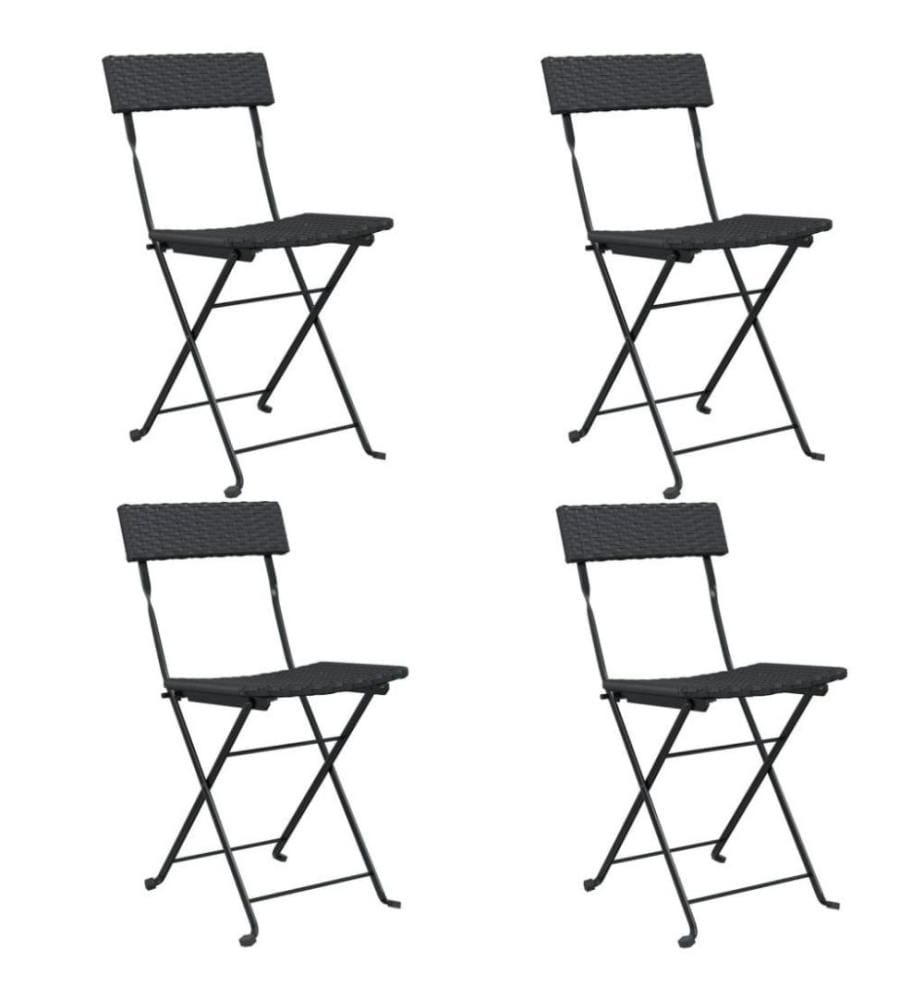 Chaises de bistrot pliantes 4 pcs Noir Résine tressée et acier