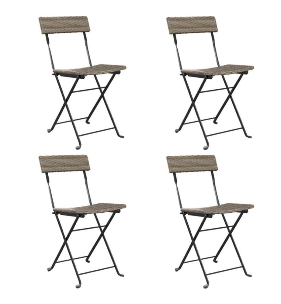 Chaises de bistrot pliantes 4 pcs Gris Résine tressée et acier