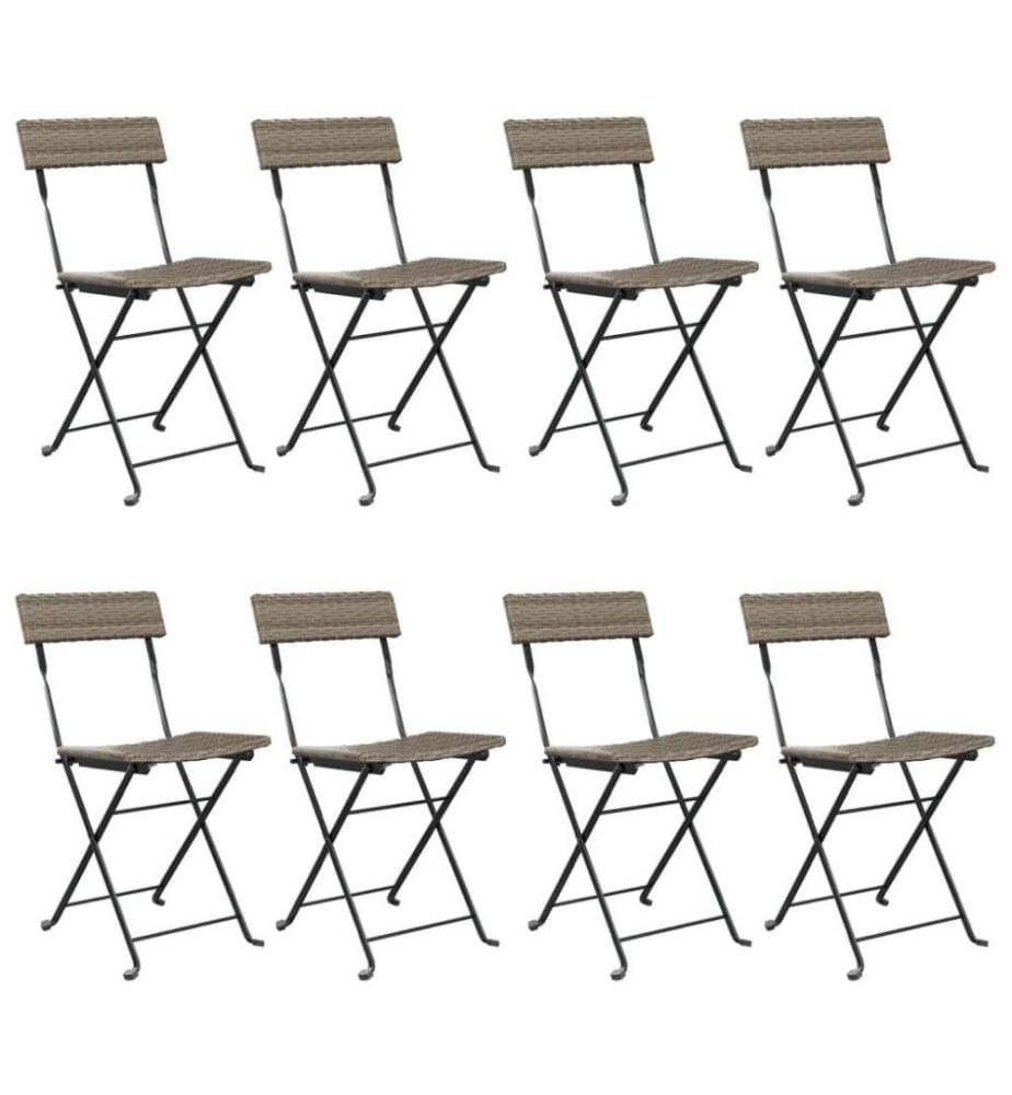 Chaises de bistrot pliantes 8 pcs Gris Résine tressée et acier