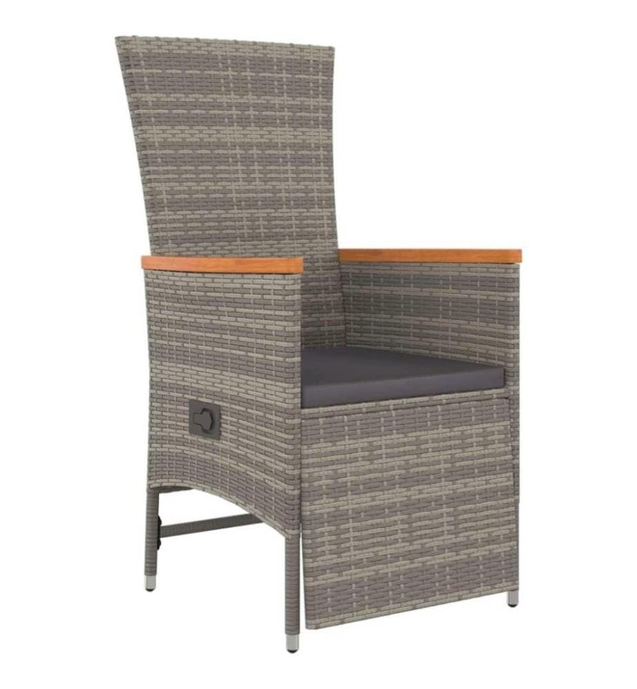 5-tlg. Garten-Essgruppe mit Kissen Grau Poly Rattan