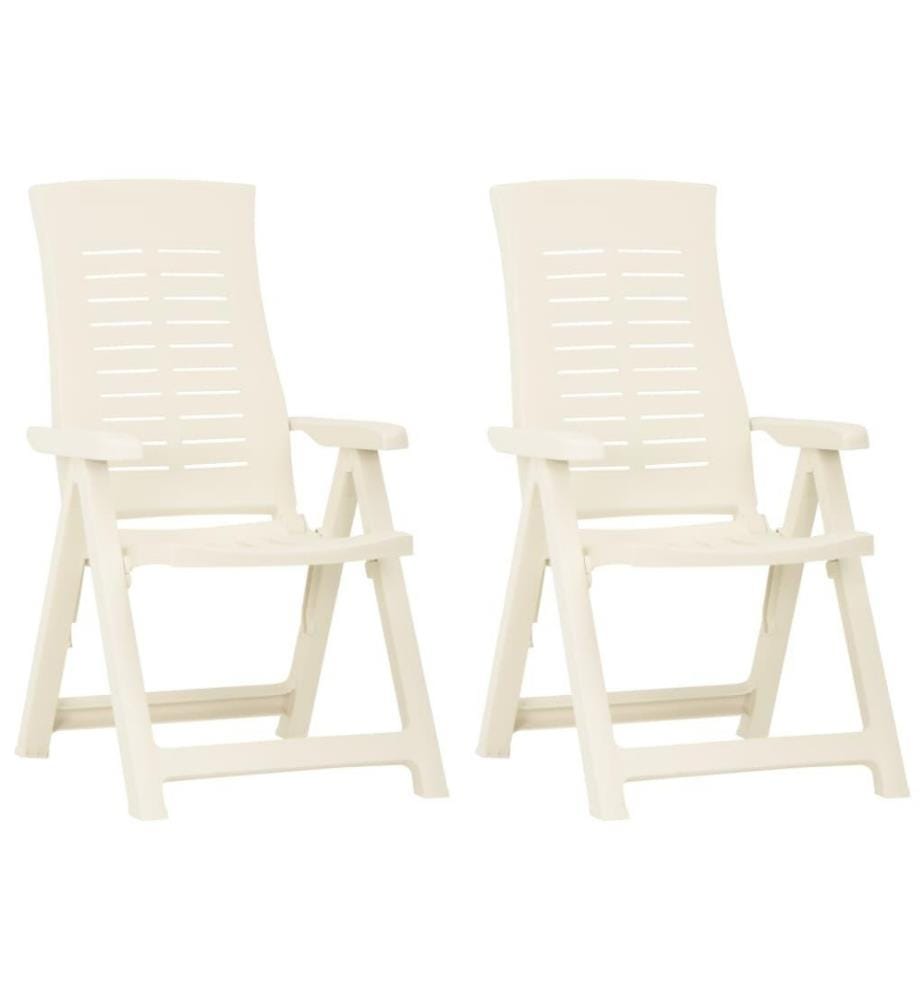 Chaises inclinables de jardin 2 pcs Plastique Blanc
