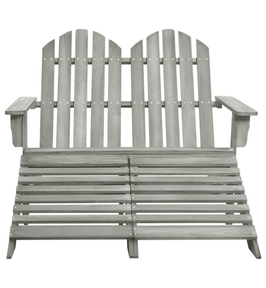 Chaise de jardin Adirondack 2 places et repose-pied Sapin Gris