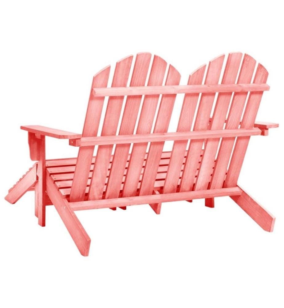 Chaise de jardin Adirondack 2 places et pouf Sapin Rose
