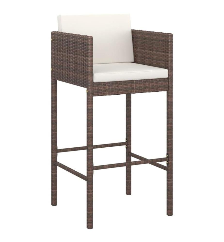 Barhocker 4 Stk. mit Kissen Braun Poly Rattan