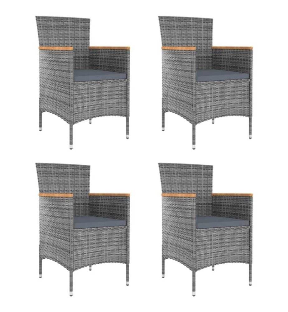 Chaises de salle à manger de jardin 4 pcs Résine tressée Gris