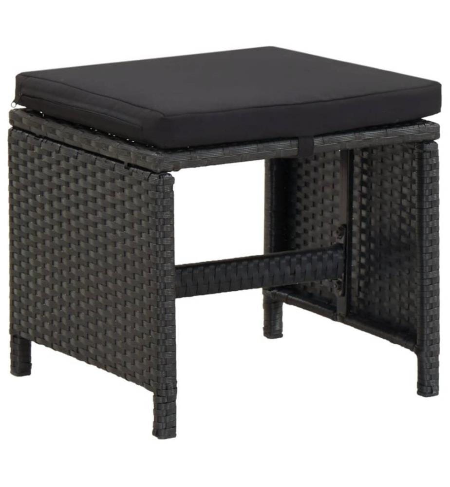 Gartenhocker 4 Stk. mit Sitzkissen Poly Rattan Schwarz