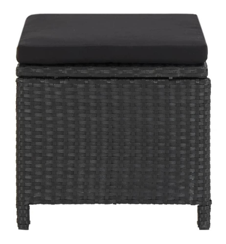 Gartenhocker 4 Stk. mit Sitzkissen Poly Rattan Schwarz