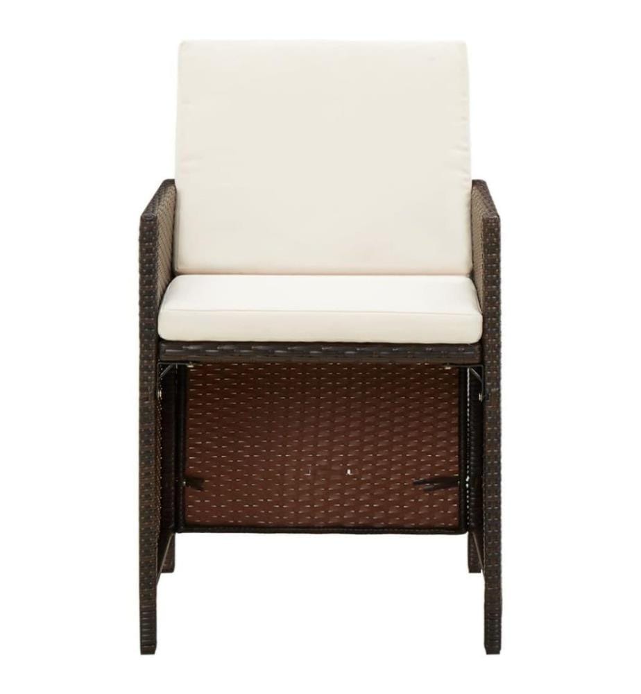 Gartenstühle mit Kissen 4 Stk. Poly Rattan Braun
