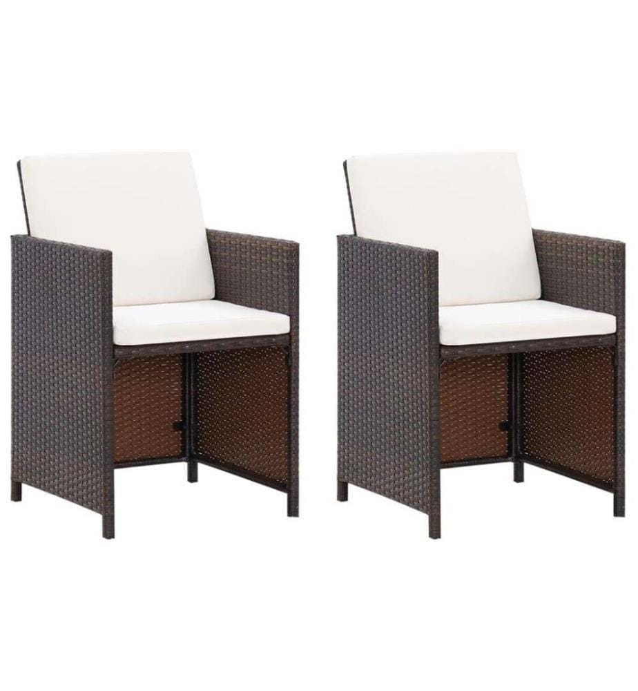 4-tlg. Gartenstuhl und Hocker Set Poly Rattan Braun
