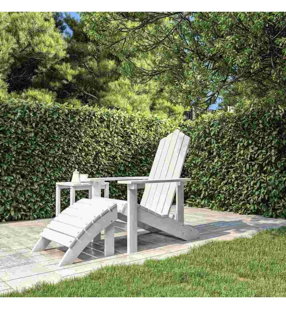 Chaise de jardin Adirondack avec repose-pied PEHD Blanc