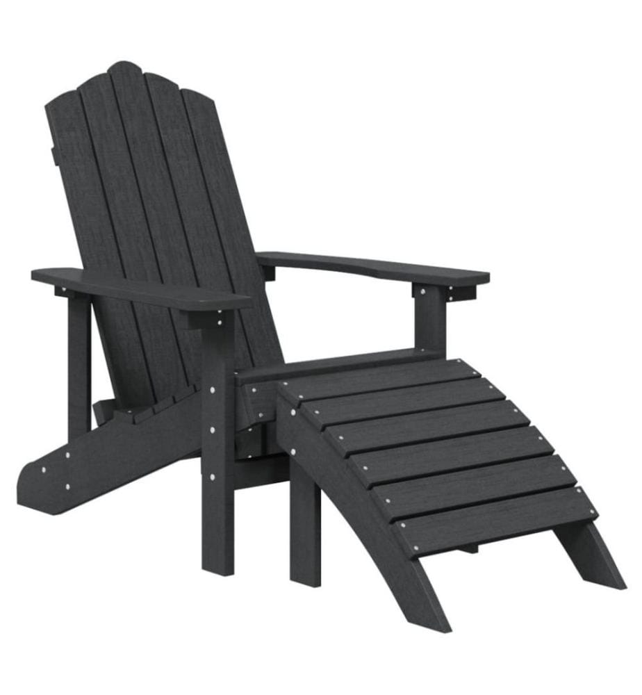 Chaise de jardin Adirondack avec repose-pied PEHD Anthracite