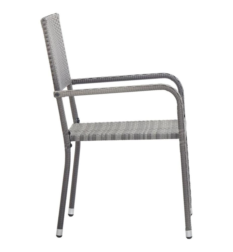 Garten-Essstühle 6 Stk. Stapelbar Grau Polyrattan