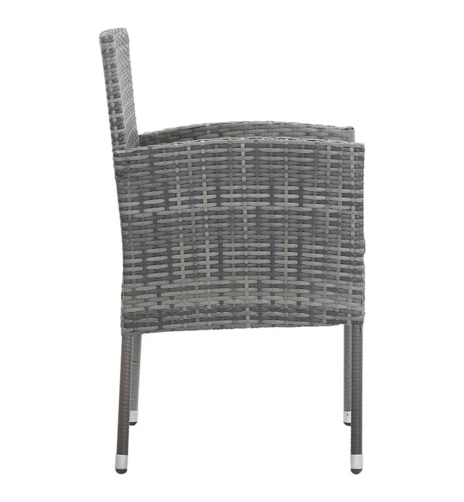 Gartenstühle mit Kissen in Dunkelgrau 2 Stk. Grau Polyrattan