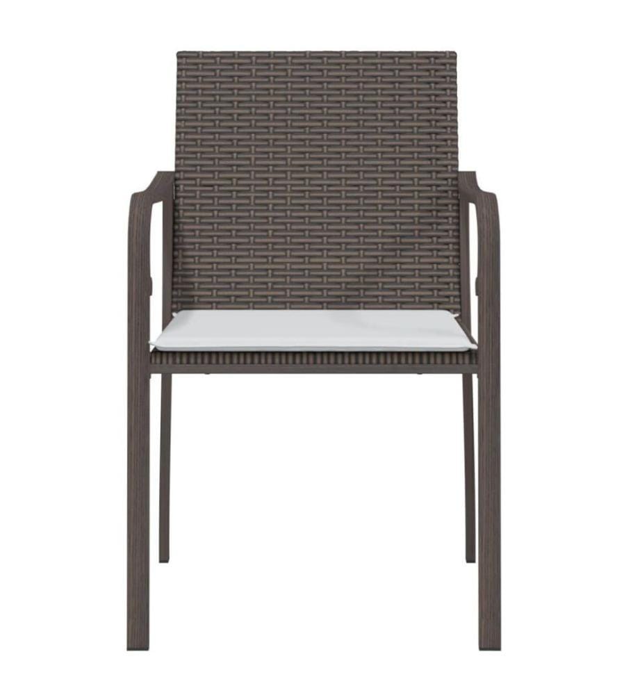 Chaises de jardin et coussins lot de 4 marron 56x59x84 cm rotin