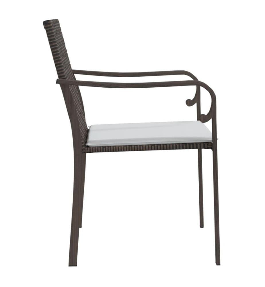 Chaises de jardin et coussins lot de 4 marron 56x59x84 cm rotin