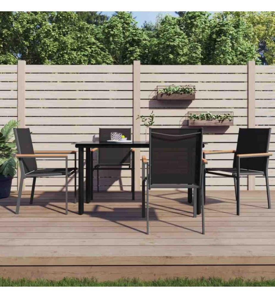 Gartenstühle 4 Stk. Schwarz 55x61,5x90 cm Textilene und Stahl