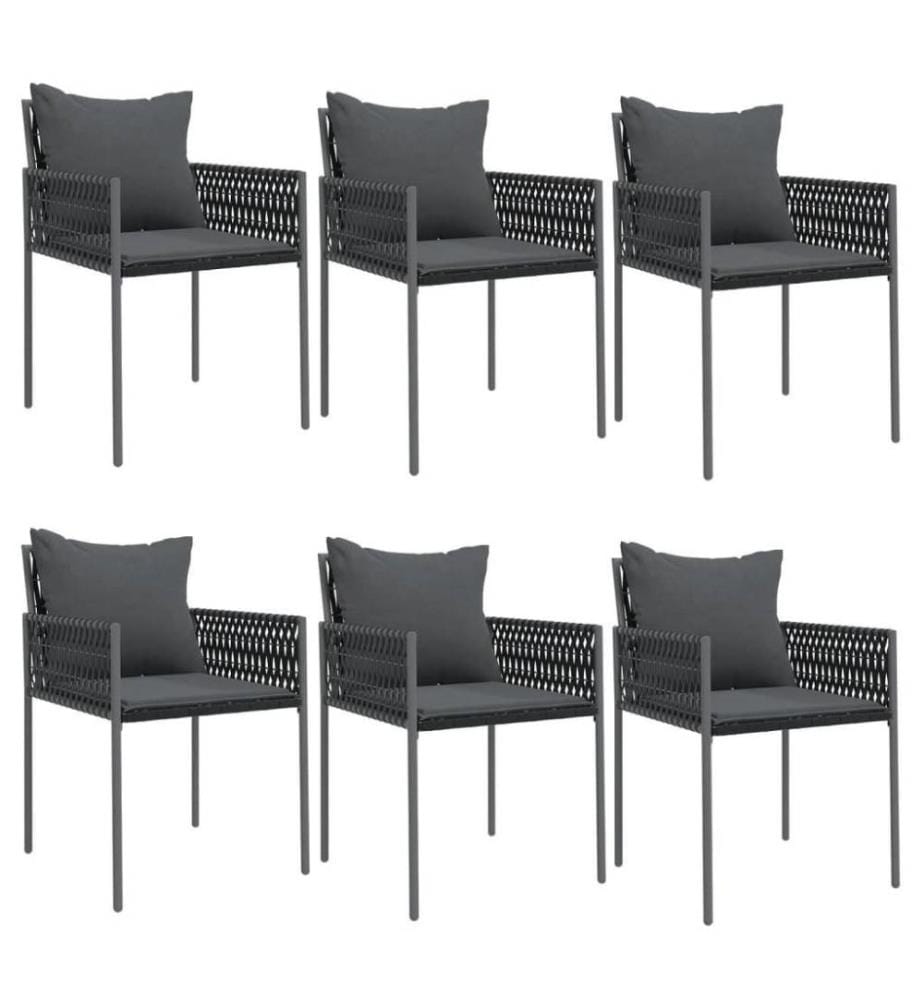 Chaises de jardin avec coussins lot de 6 noir 54x61x83 cm rotin