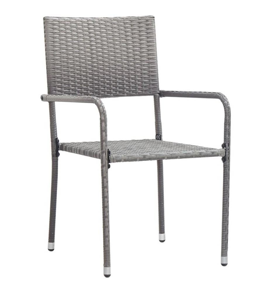 Garten-Essstühle 2 Stk. Stapelbar Grau Polyrattan