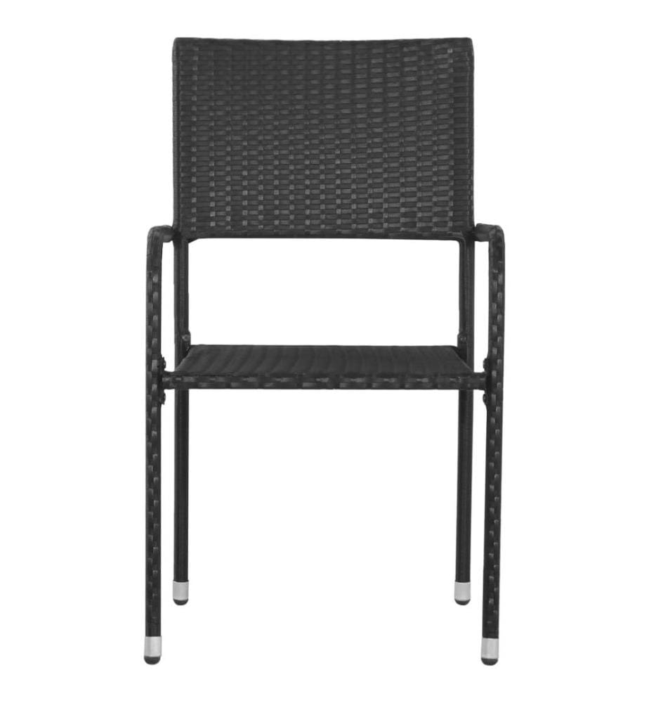 Garten-Essstühle 6 Stk. Stapelbar Schwarz Polyrattan